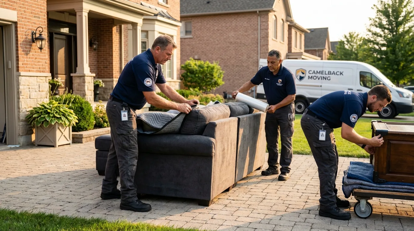 Large estate moving crew wrapping furniture in Abernathy, TX